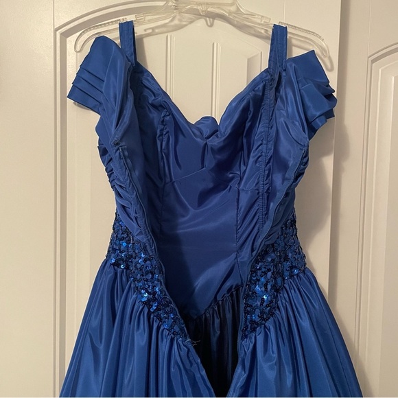 Vintage Mike Benet Formals Royal Blue Sequin Pageant Prom Party Dress - Picture 8 of 13